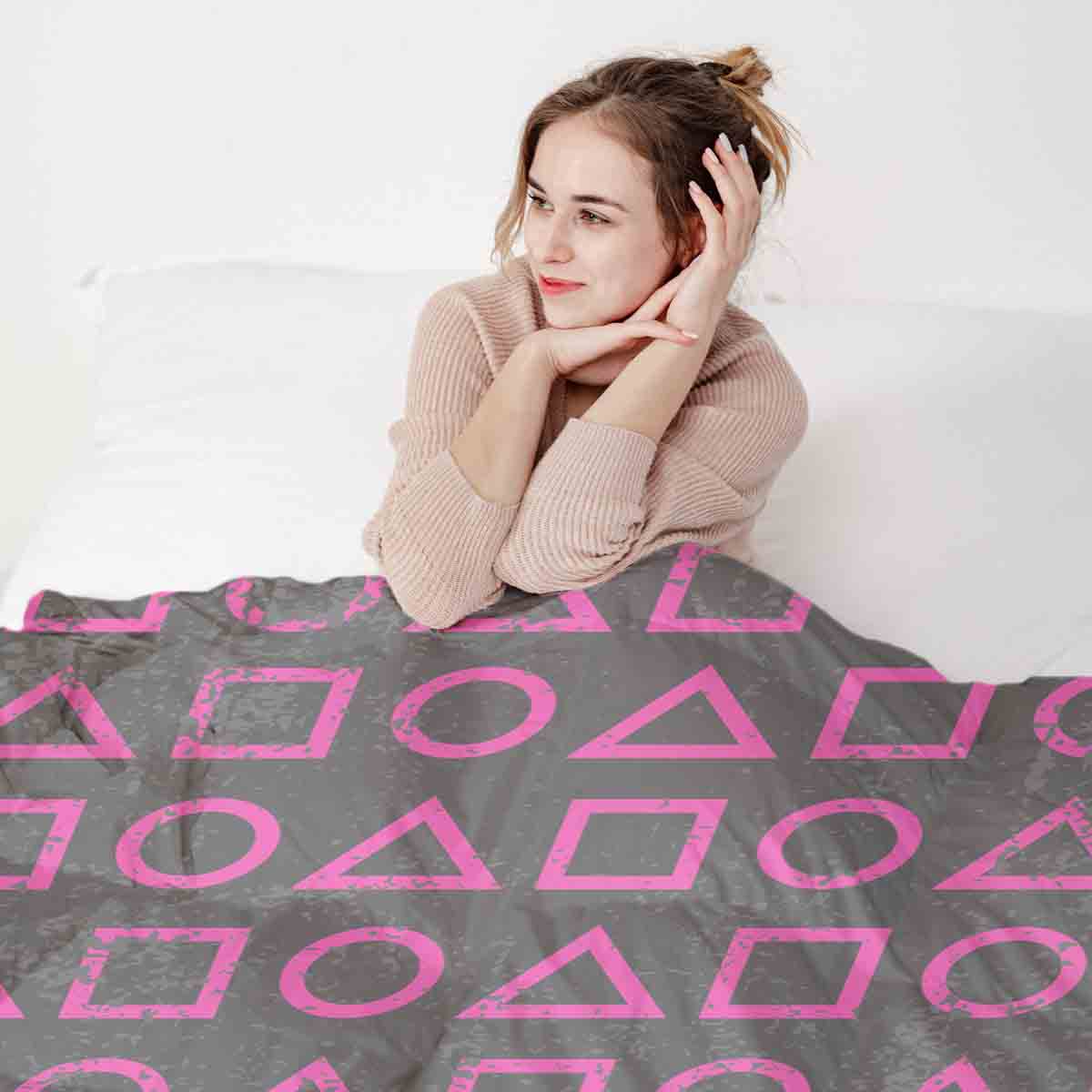 Coperta terapeutica originale - Rivestimento in cotone rosa forme Dalgona