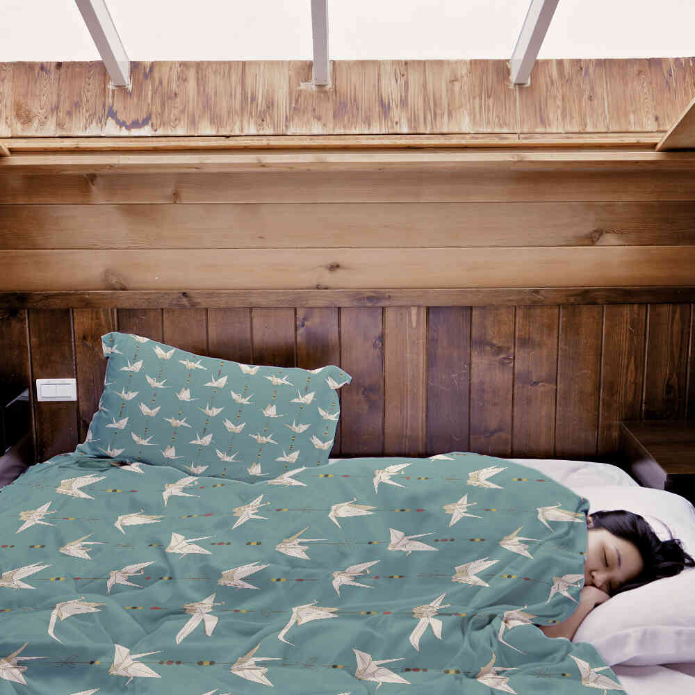 Set biancheria da letto con coperta terapeutica Origami Cigno