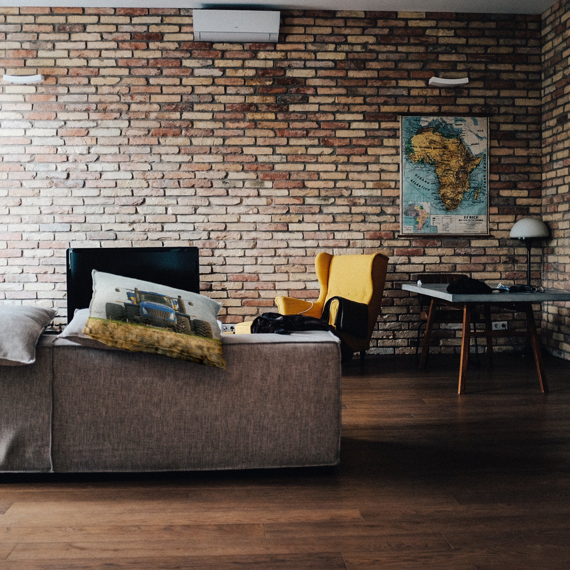 Cuscino salute trattore in blu