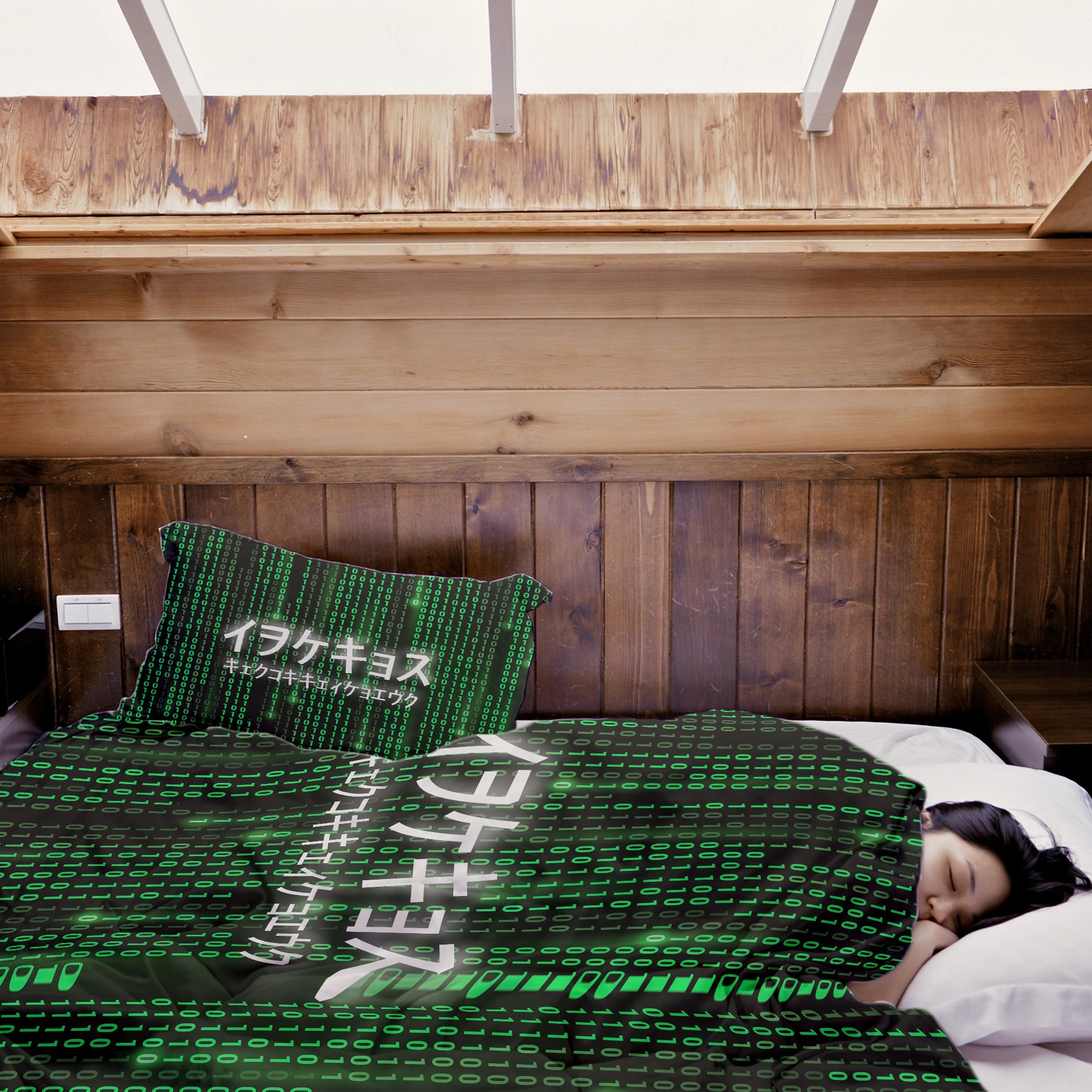 Set di biancheria da letto con coperta terapeutica verde The Matrix