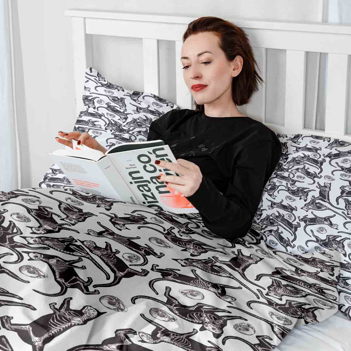 Set di biancheria da letto con coperta terapeutica Gatto di Halloween