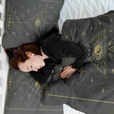 Coperta terapeutica originale - Rivestimento in cotone nero Sole e Cosmo