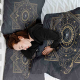 Coperta terapeutica originale - Rivestimento in cotone nero Mandala mistico