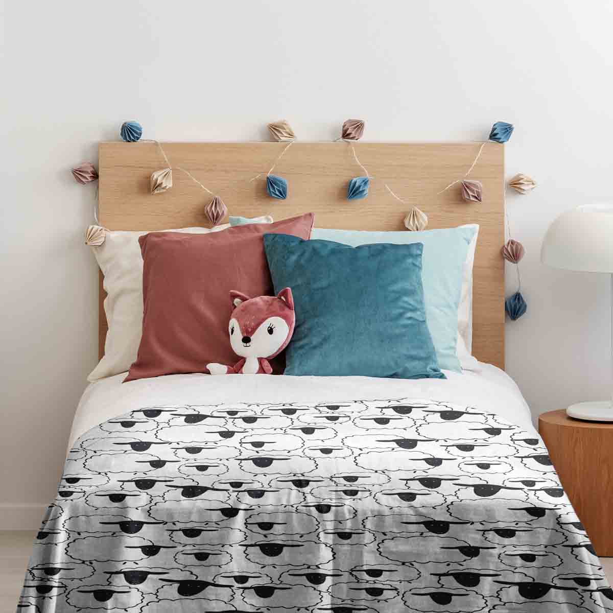 Set di biancheria da letto con coperte terapeutiche bianco con pecore