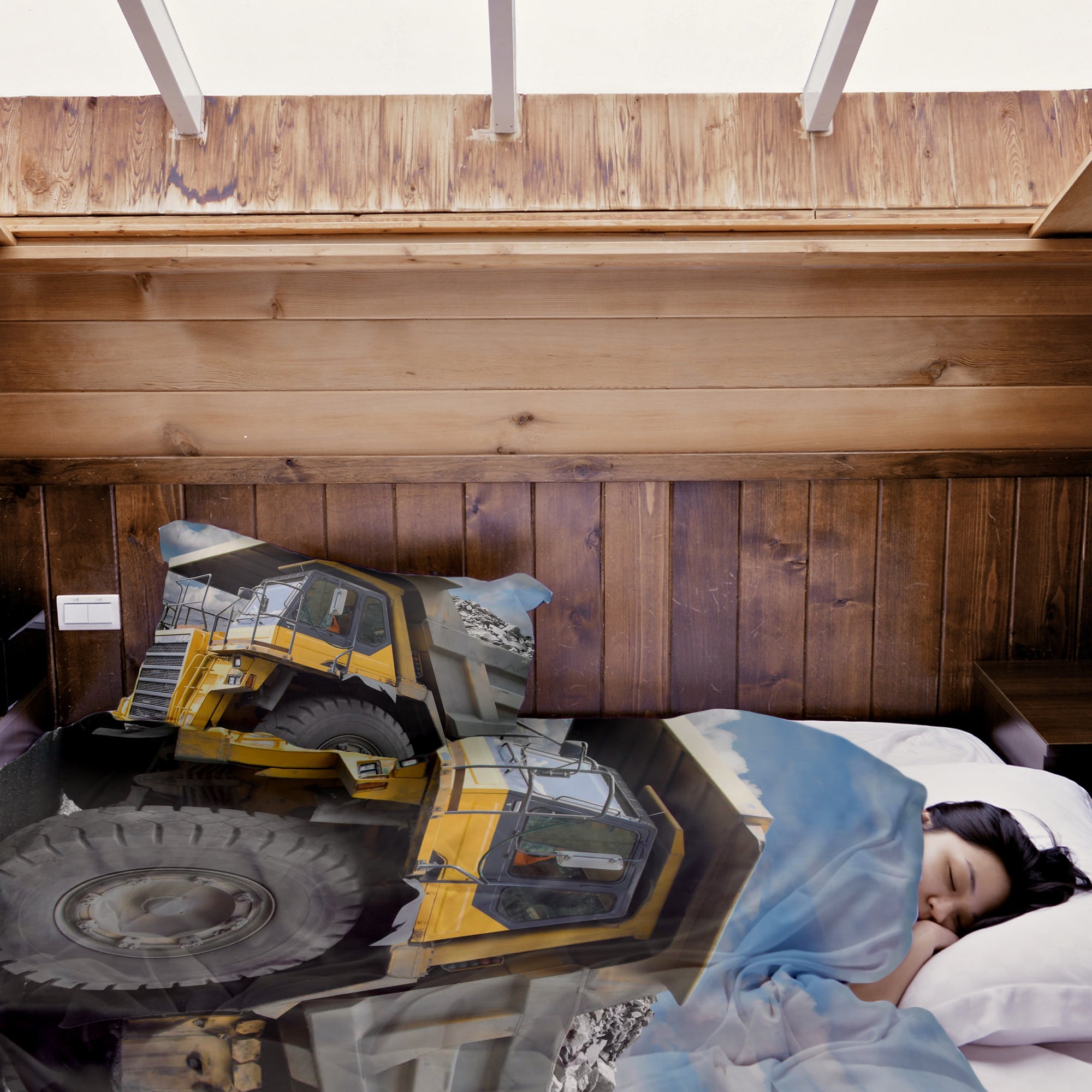 Set di biancheria da letto con coperta terapeutica camion giallo