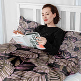 Coperta terapeutica originale - Rivestimento in cotone nero con foglie viola