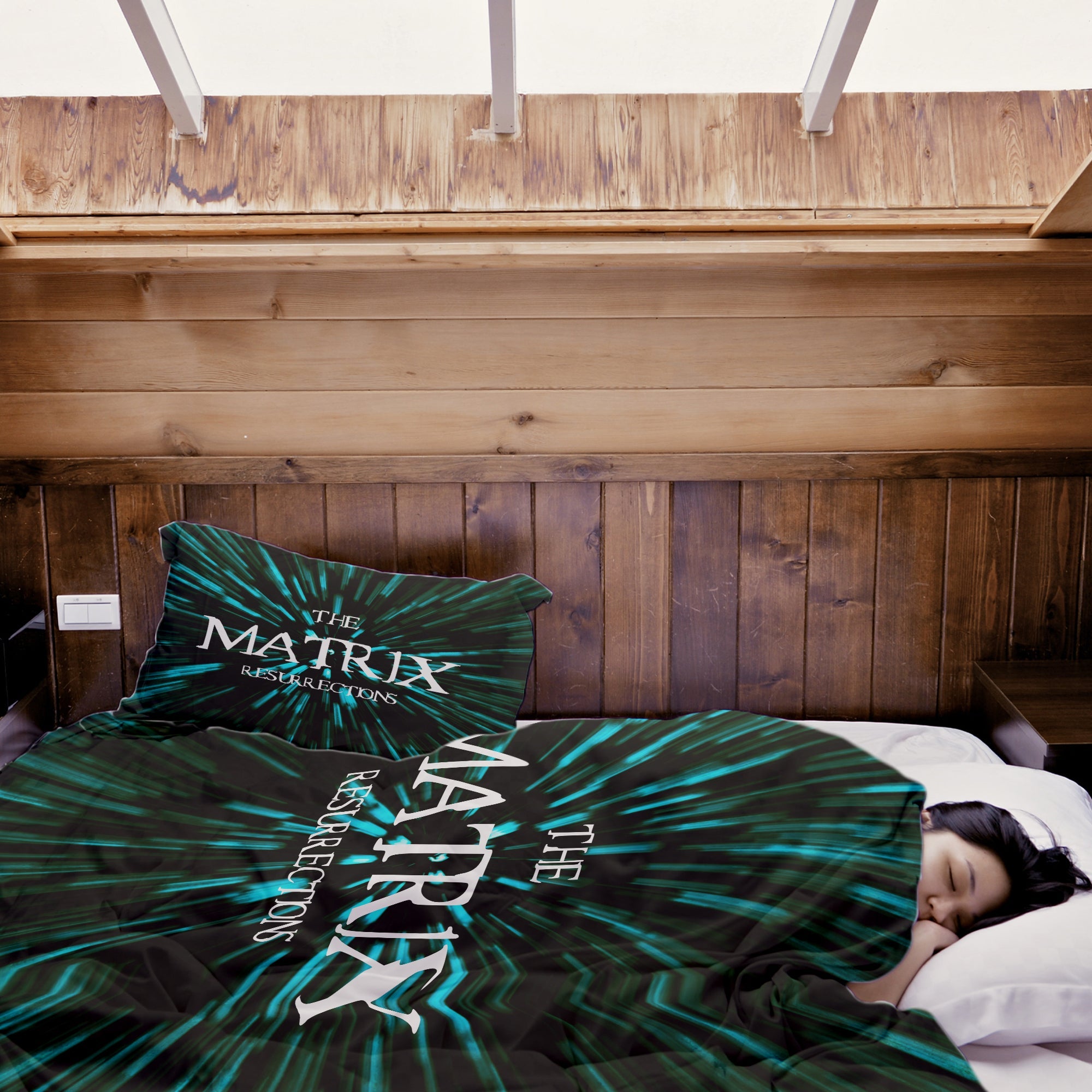 Set di biancheria da letto con coperta terapeutica con scritta The Matrix