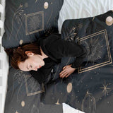 Coperta terapeutica originale - Rivestimento in cotone nero con sole, luna e stelle