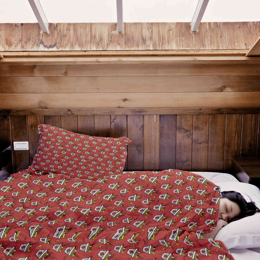 Set di biancheria da letto con coperta terapeutica rosso da asporto