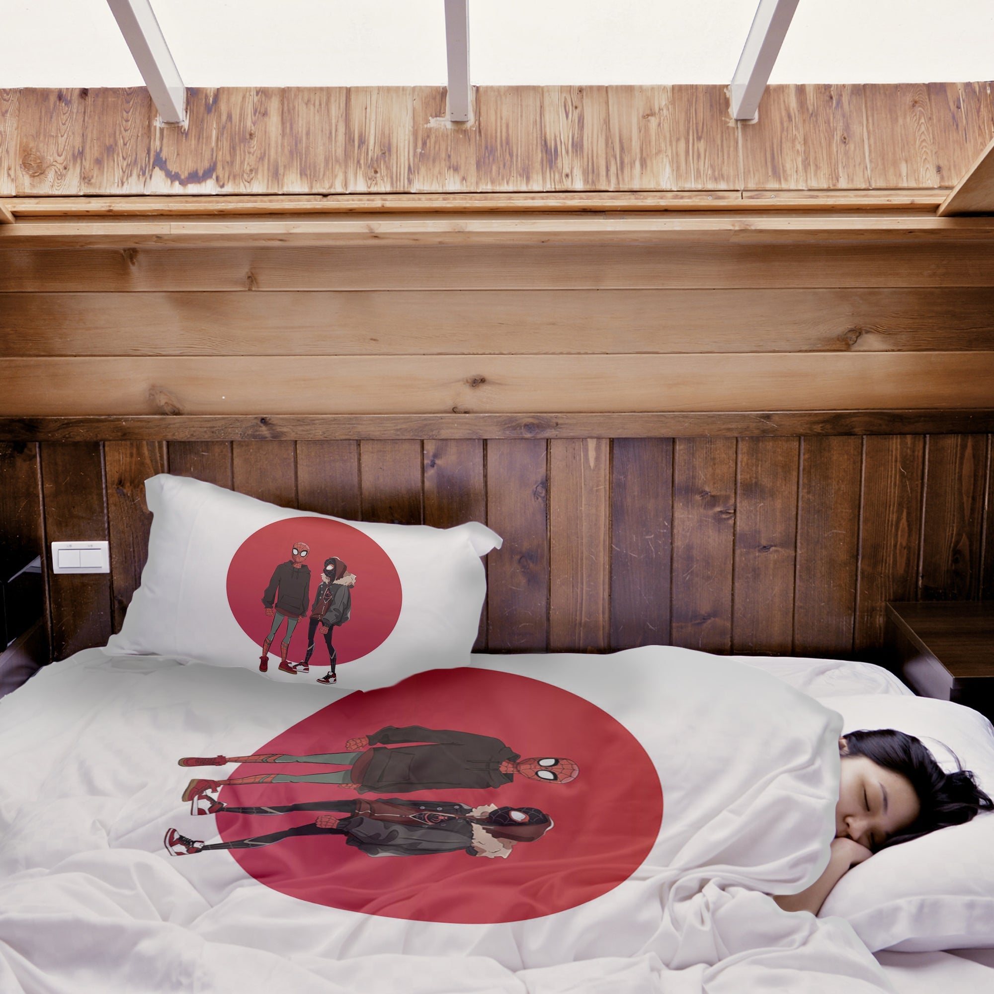 Set di biancheria da letto con coperta terapeutica bianca con Spiderman