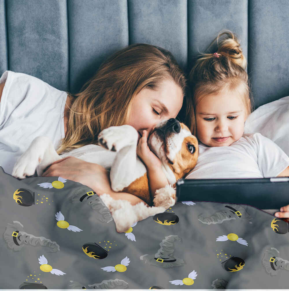 Set di biancheria da letto con coperta terapeutica grigia Zauberhut