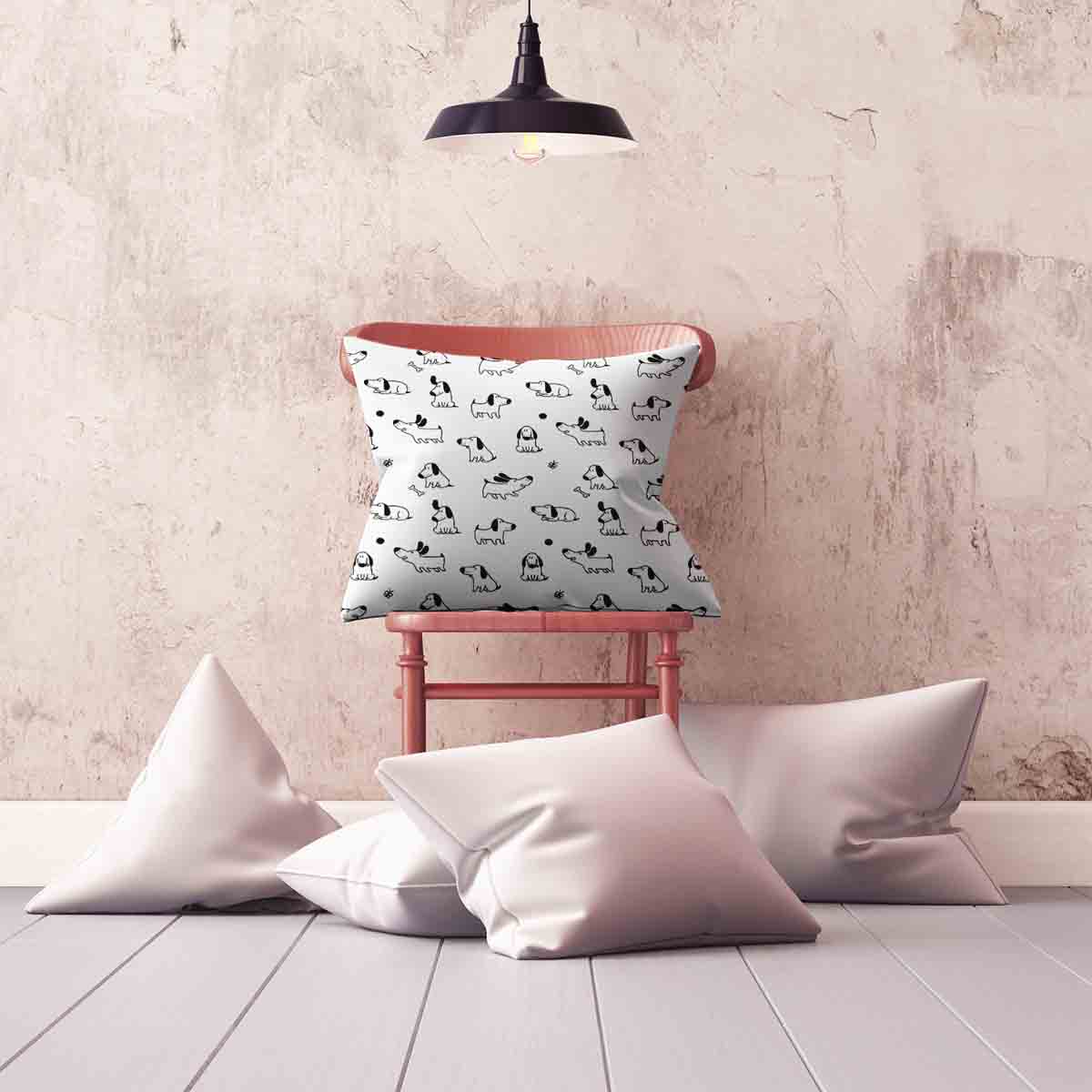 Cuscino sanitario bianco con cani