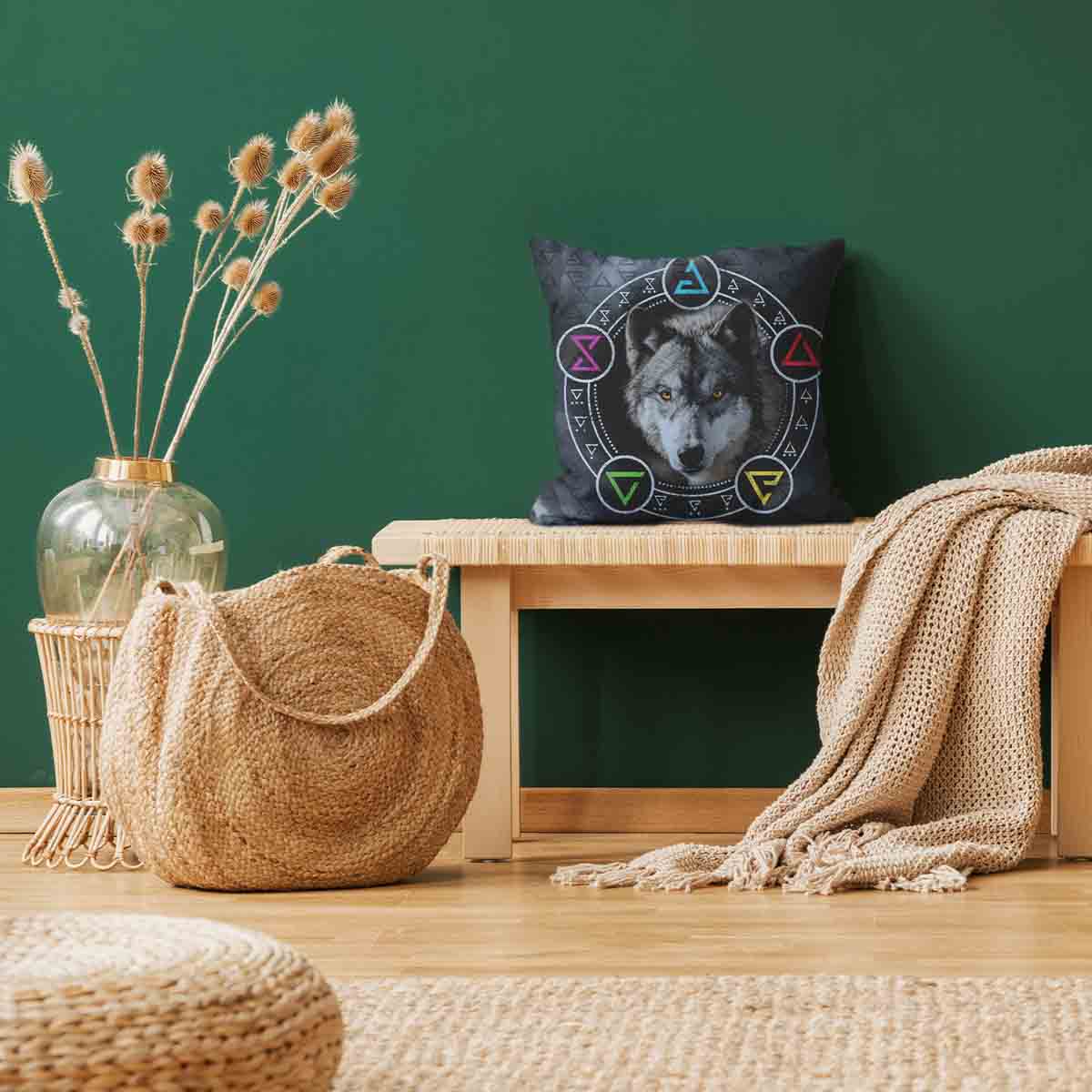 Cuscino sanitario grigio con lupo