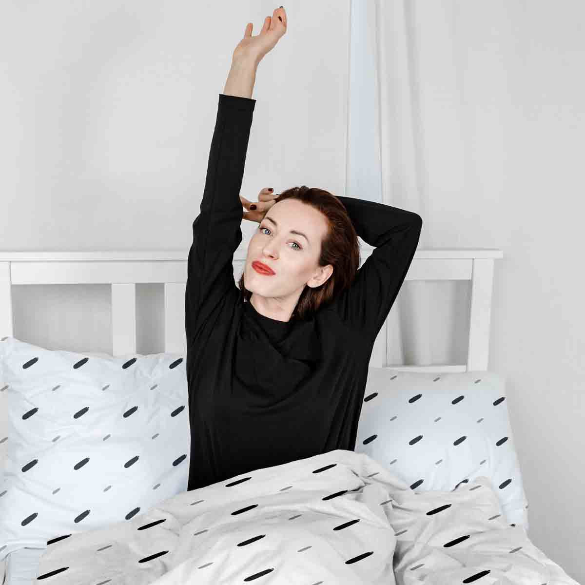 Set di biancheria da letto con coperte terapeutiche bianco con linee corte