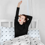 Set di biancheria da letto con coperte terapeutiche bianco con brevi strisce