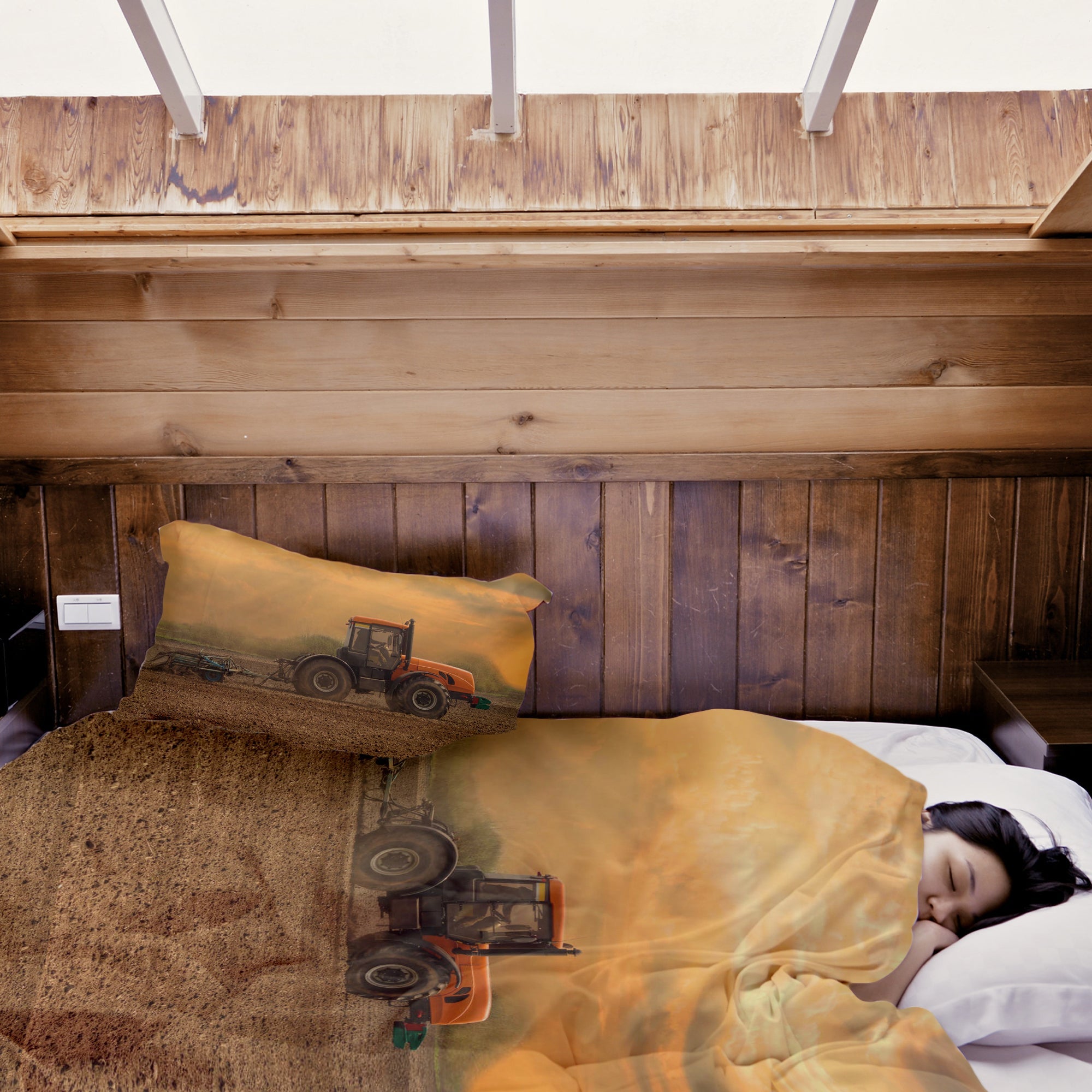 Set di biancheria da letto con coperta terapeutica Trattore con rimorchio