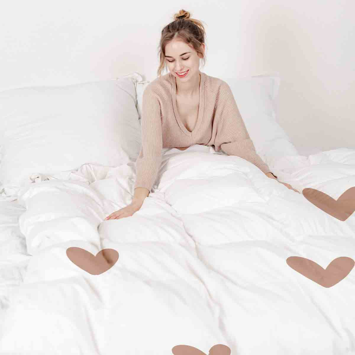 Coperta terapeutica originale - Rivestimento in cotone bianco con cuoricini