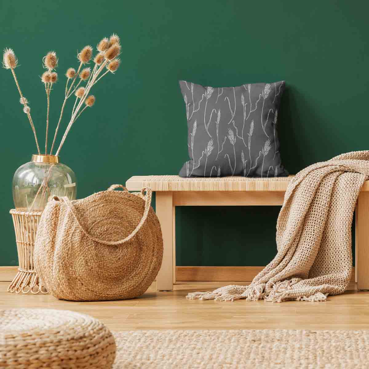 Cuscino per la salute grigio scuro con rami bianchi