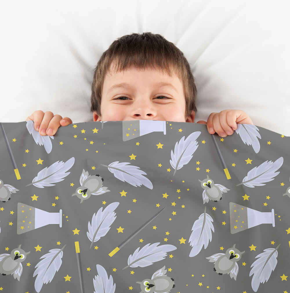 Set di biancheria da letto con coperta terapeutica nero bacchetta magica