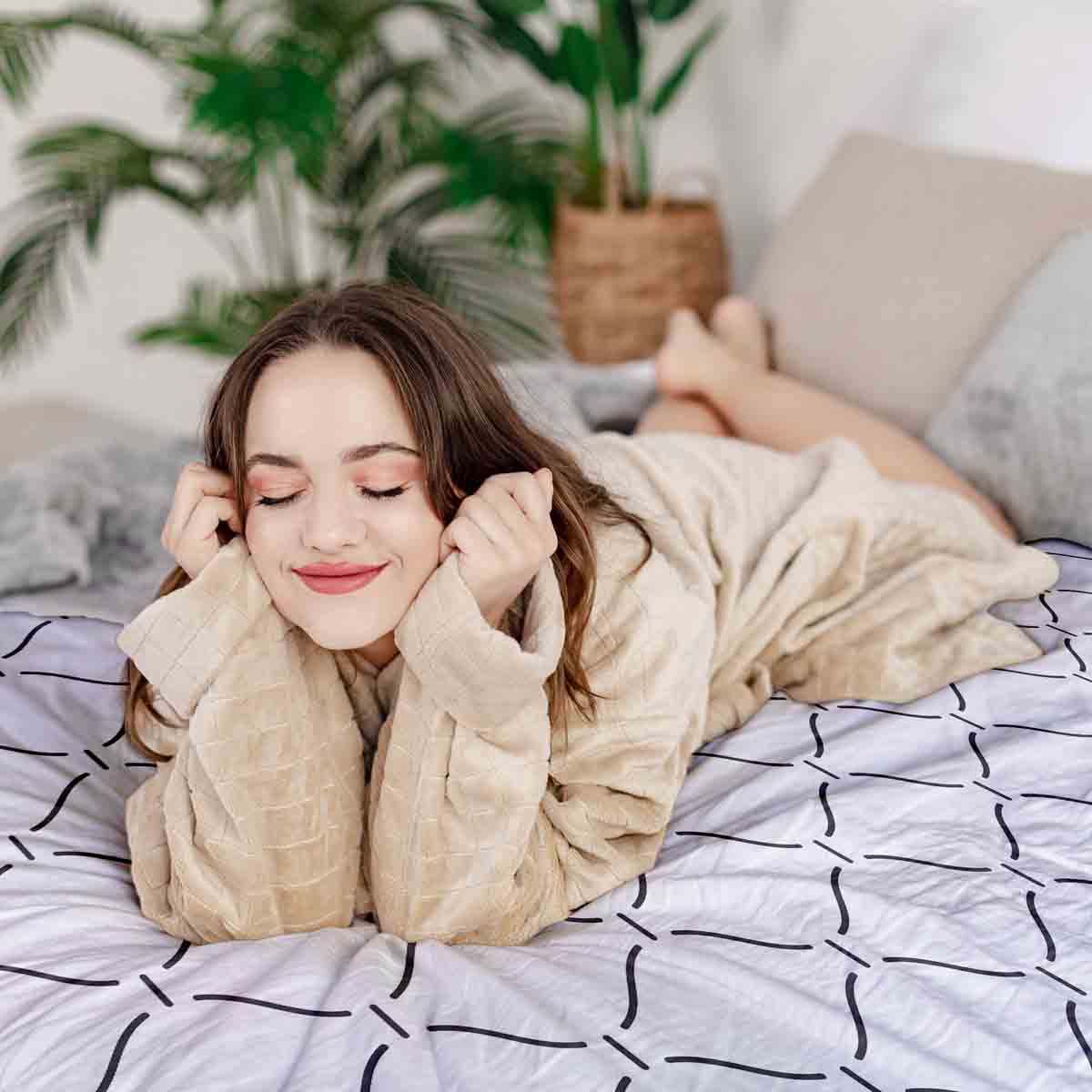 Set di biancheria da letto con coperta terapeutica motivo ondulato