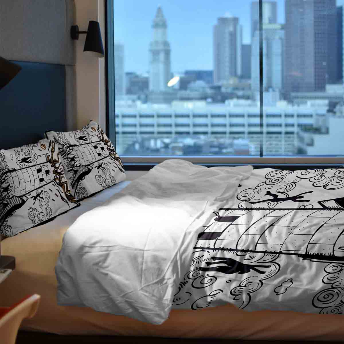 Set di biancheria da letto con coperta terapeutica bianca con torre