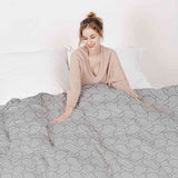 Set di biancheria da letto con coperta terapeutica grigia cuori geometrici