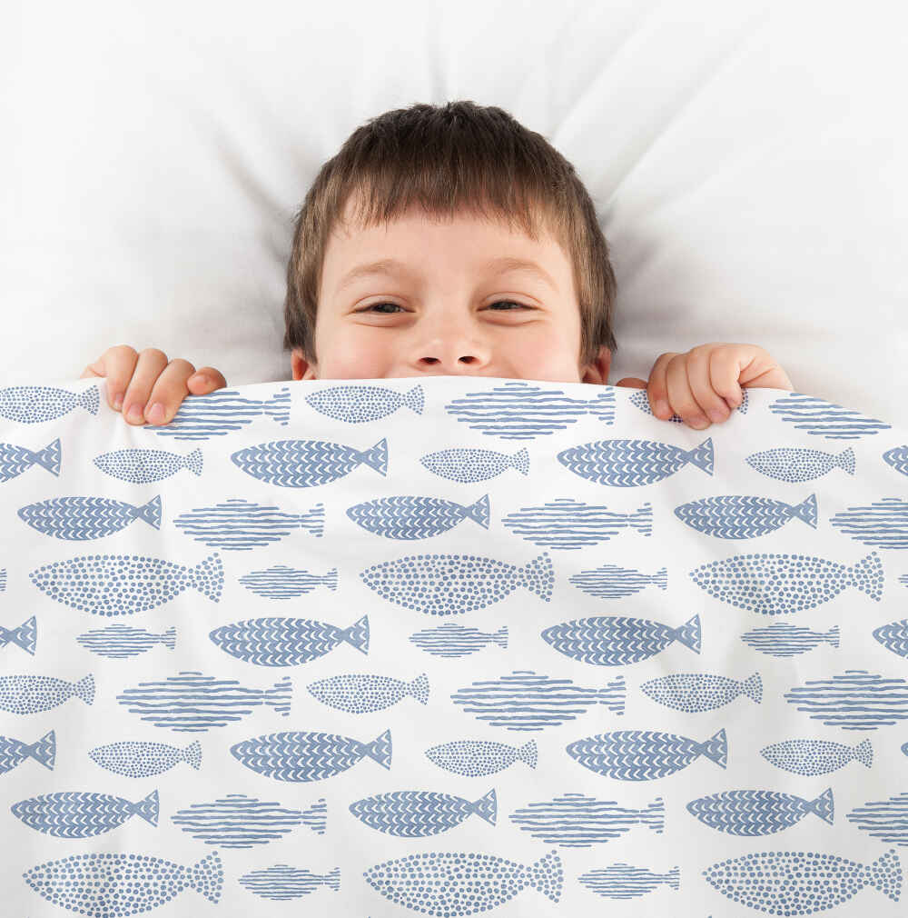 Set di biancheria da letto con coperte terapeutiche pesci blu