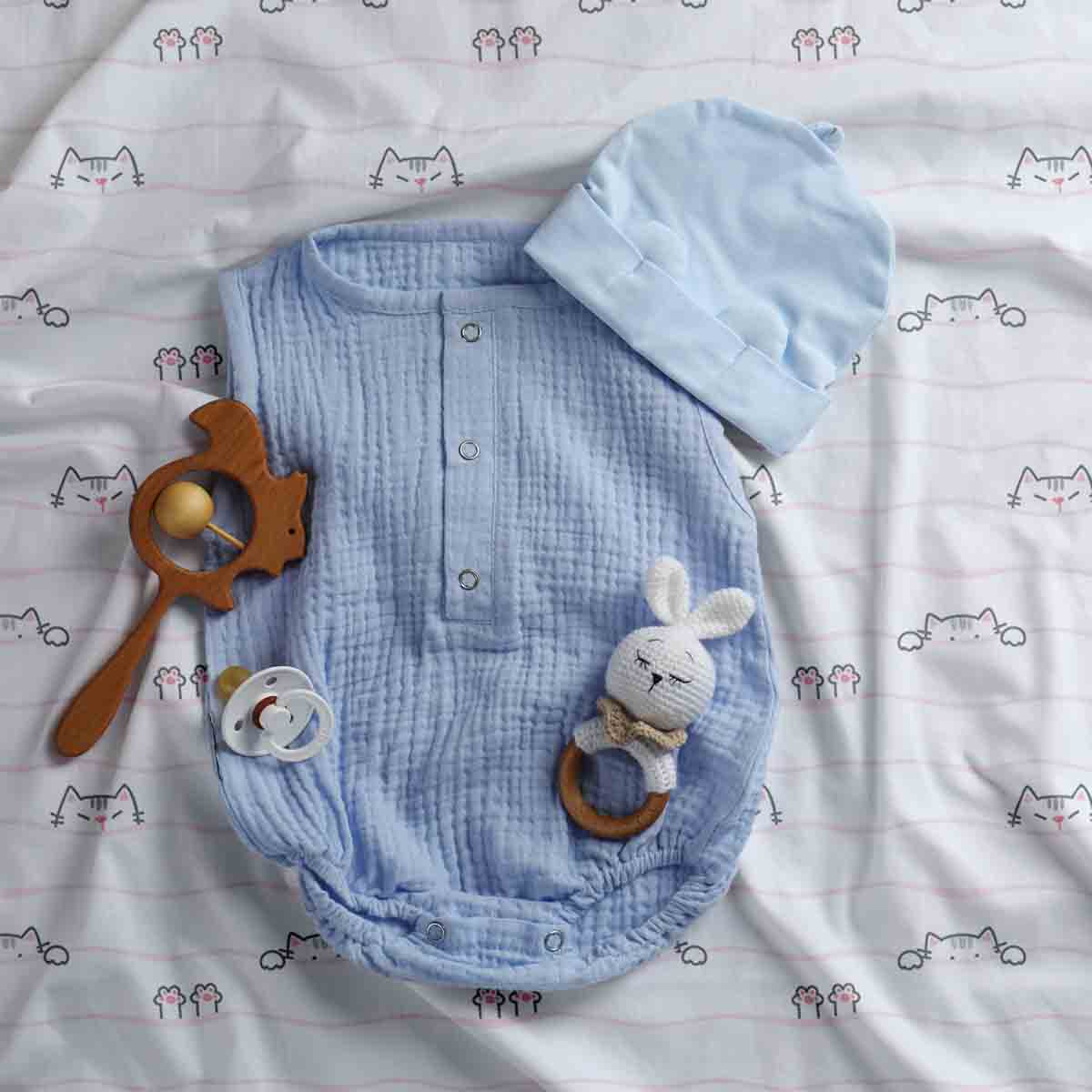 Coperta terapeutica originale - Rivestimento in cotone bianco con piccoli gatti