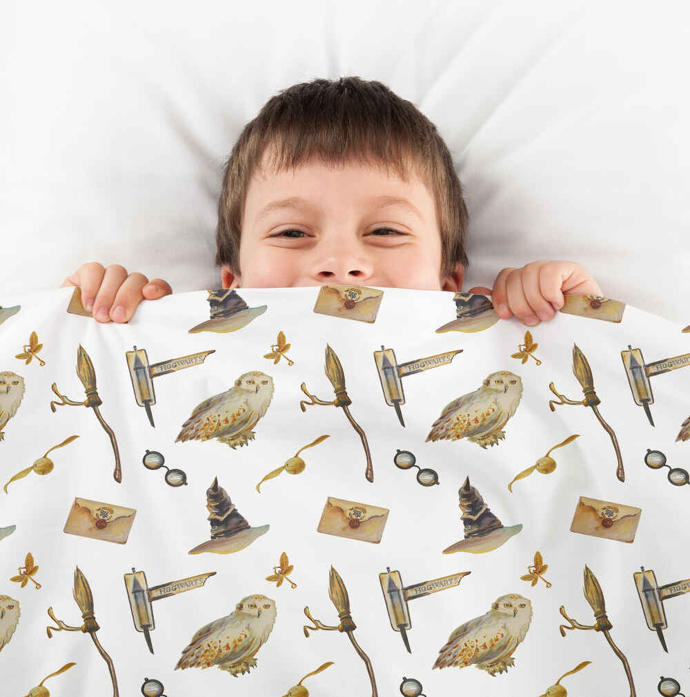 Set di biancheria da letto con coperte terapeutiche bianco con gufi