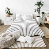 Set di biancheria da letto con coperte terapeutiche bianco con strisce nere