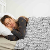 Set di biancheria da letto con coperte terapeutiche grigio con foglie di acero