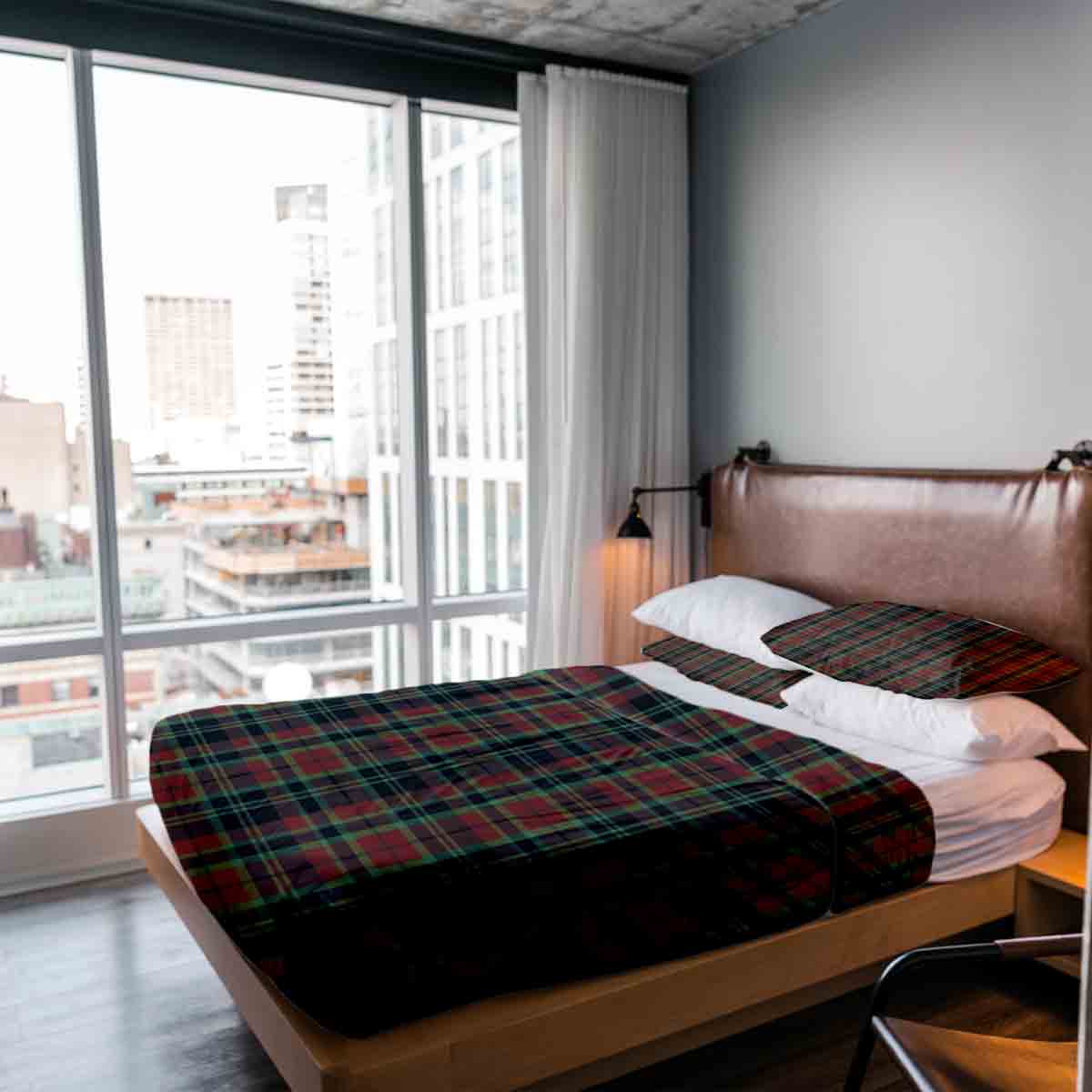 Set di biancheria da letto con coperta terapeutica motivo natalizio a quadri