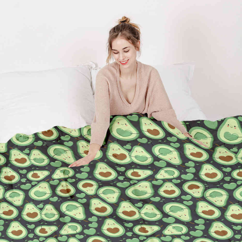 Set di biancheria da letto con coperte terapeutiche Avocado verde