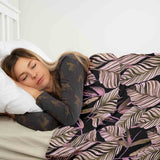 Coperta terapeutica originale - Rivestimento in cotone nero con foglie viola