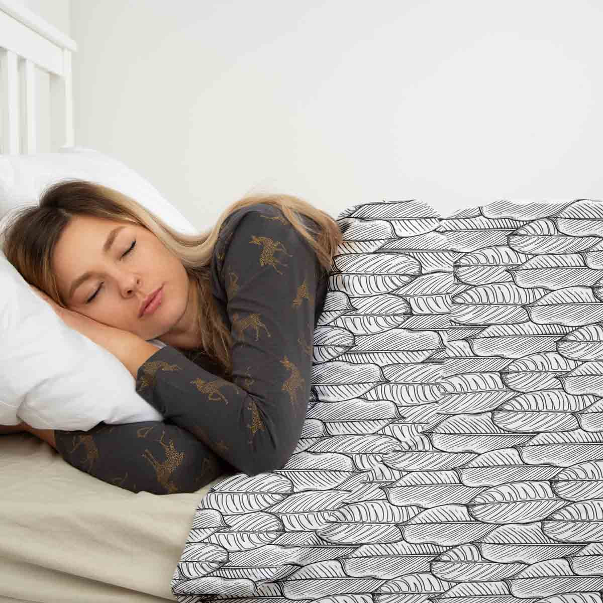 Coperta terapeutica originale - Rivestimento in cotone grigio con foglie di acero