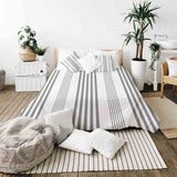 Set di biancheria da letto con coperte terapeutiche grigie con strisce spesse e sottili