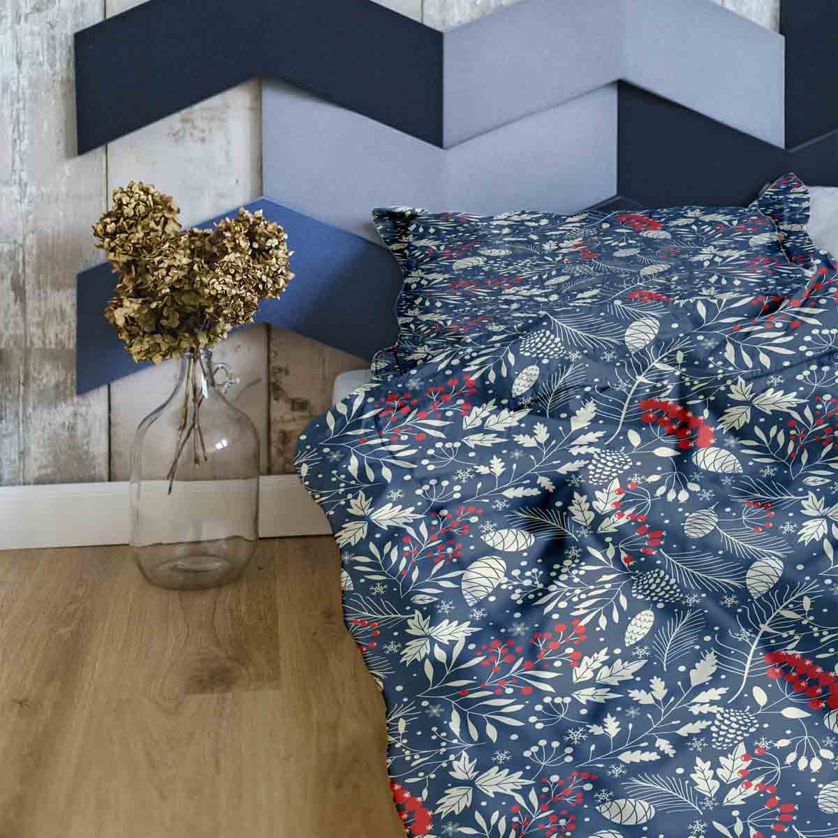 Set di biancheria da letto con coperte terapeutiche e foglie natalizie