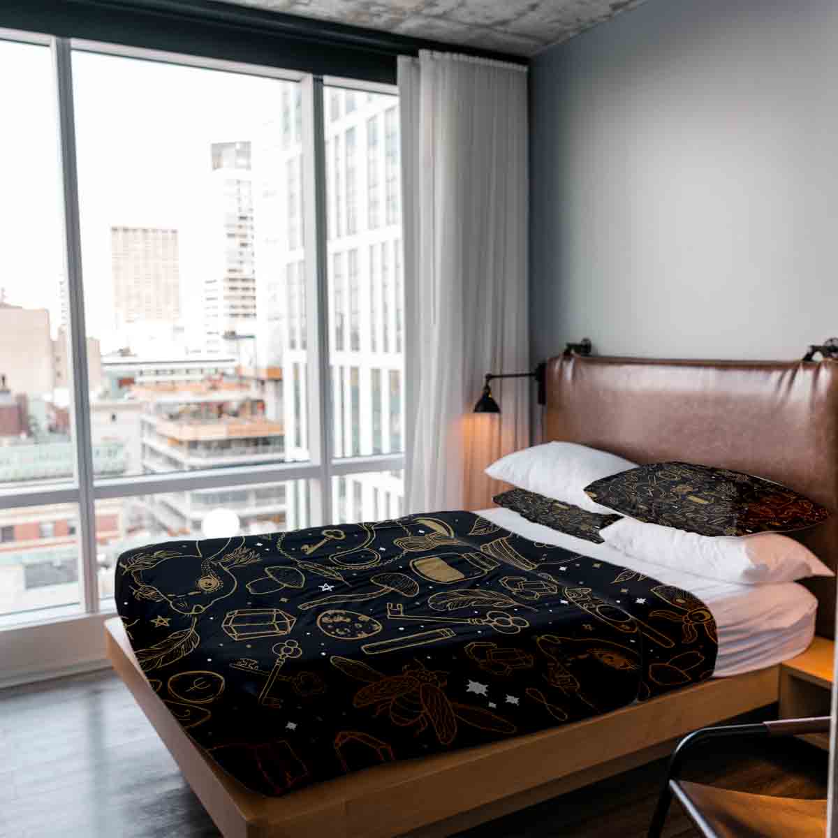 Set di biancheria da letto con coperta terapeutica nero magico