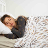 Set di biancheria da letto con coperte terapeutiche bianco con rami marrone chiaro