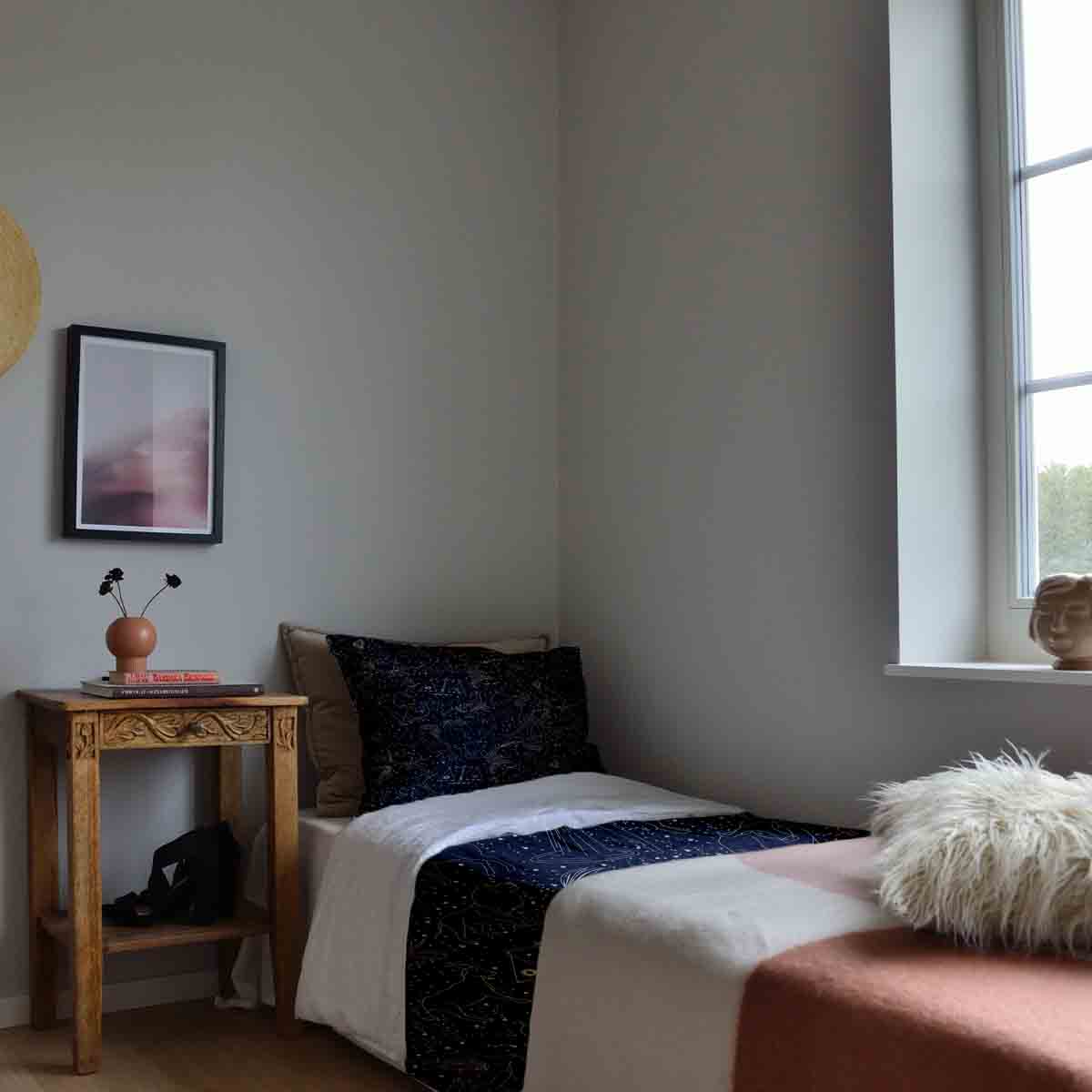 Set di biancheria da letto con coperta terapeutica nero oroscopo