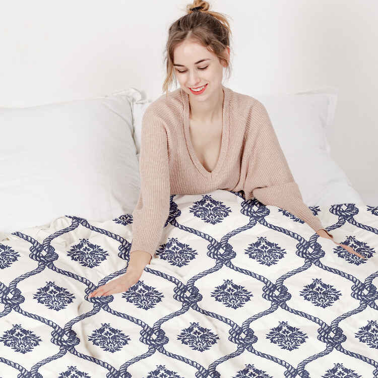 Set di biancheria da letto con coperta terapeutica motivo marinaresco blu