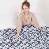 Set di biancheria da letto con coperta terapeutica motivo onde blu