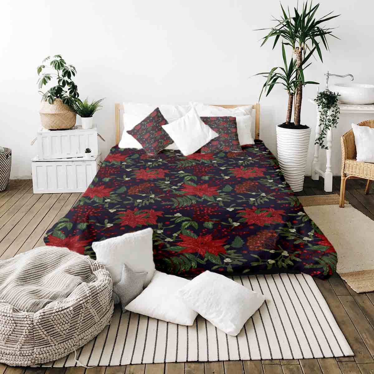 Set di biancheria da letto con coperta terapeutica e stella di Natale rossa