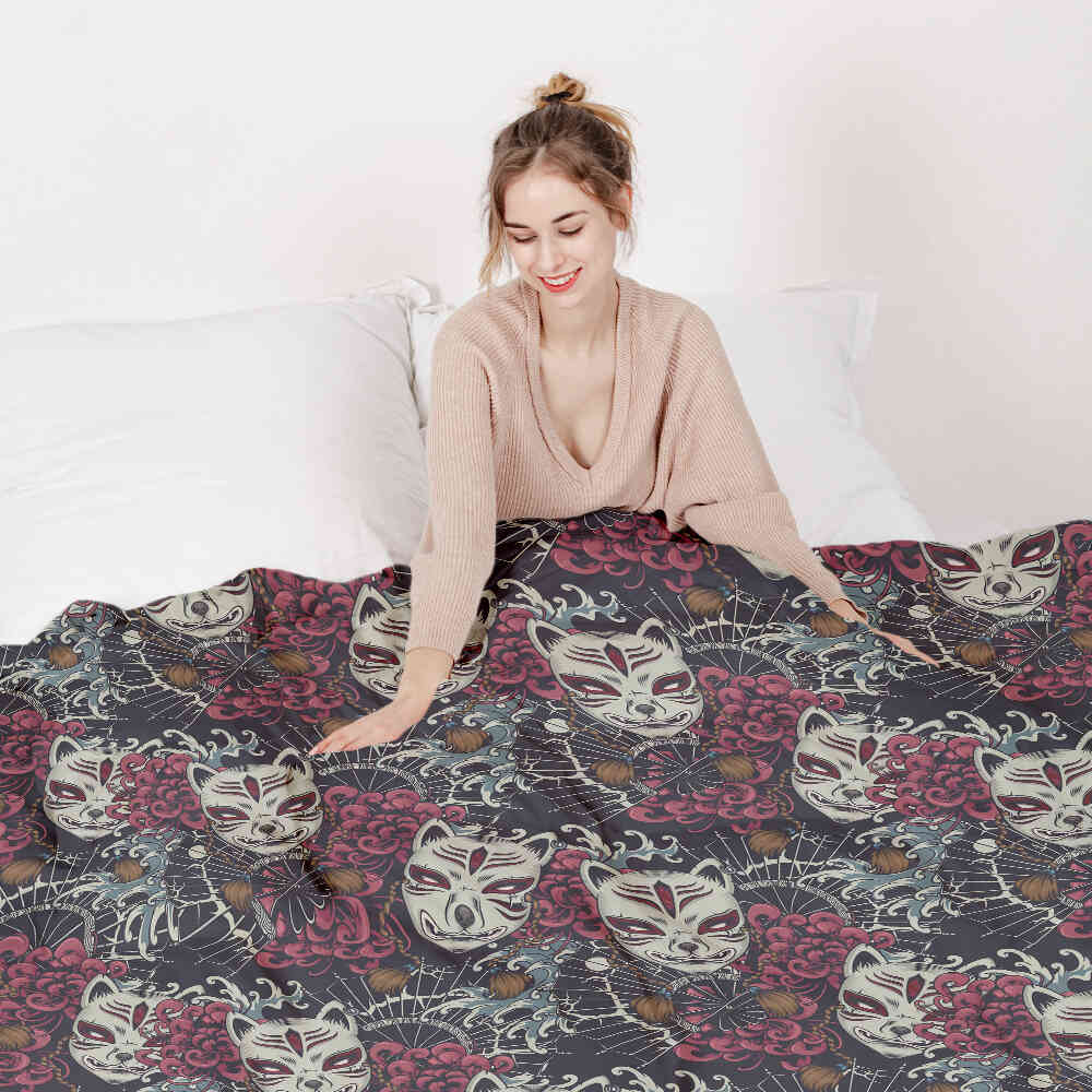 Set di biancheria da letto con coperta terapeutica Gatto spaventoso