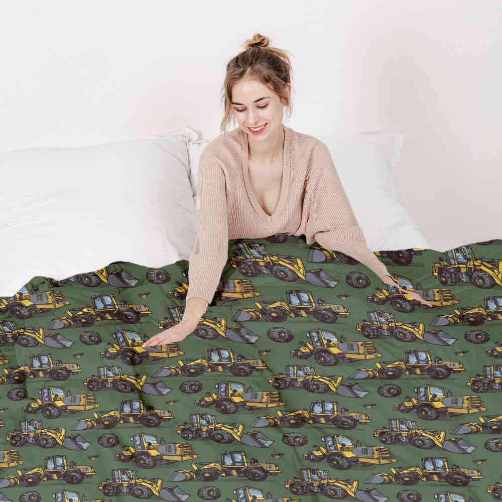 Set di biancheria da letto con coperta terapeutica verde trattore