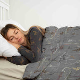 Coperta terapeutica originale - Rivestimento in cotone grigio con piante dorate