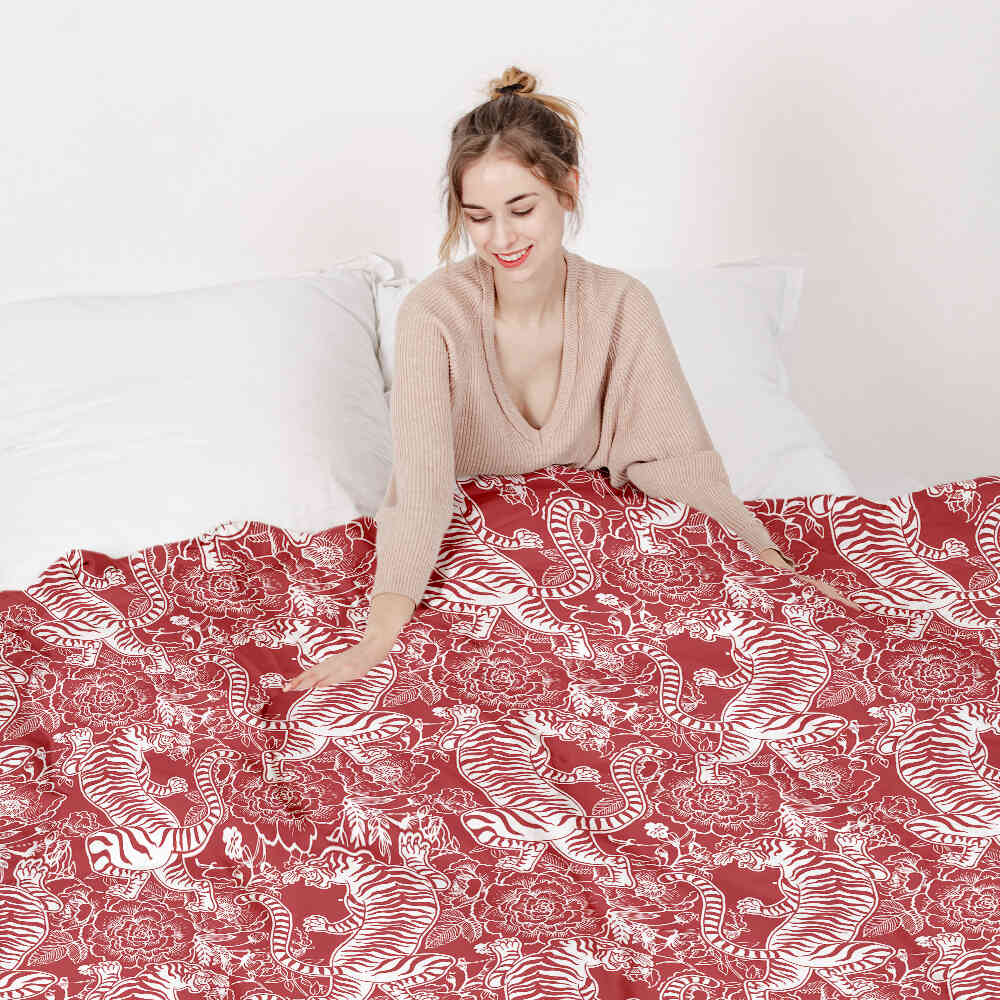 Set di biancheria da letto con coperta terapeutica Tigre cinese