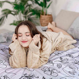 Set di biancheria da letto con coperta terapeutica Boho fiori