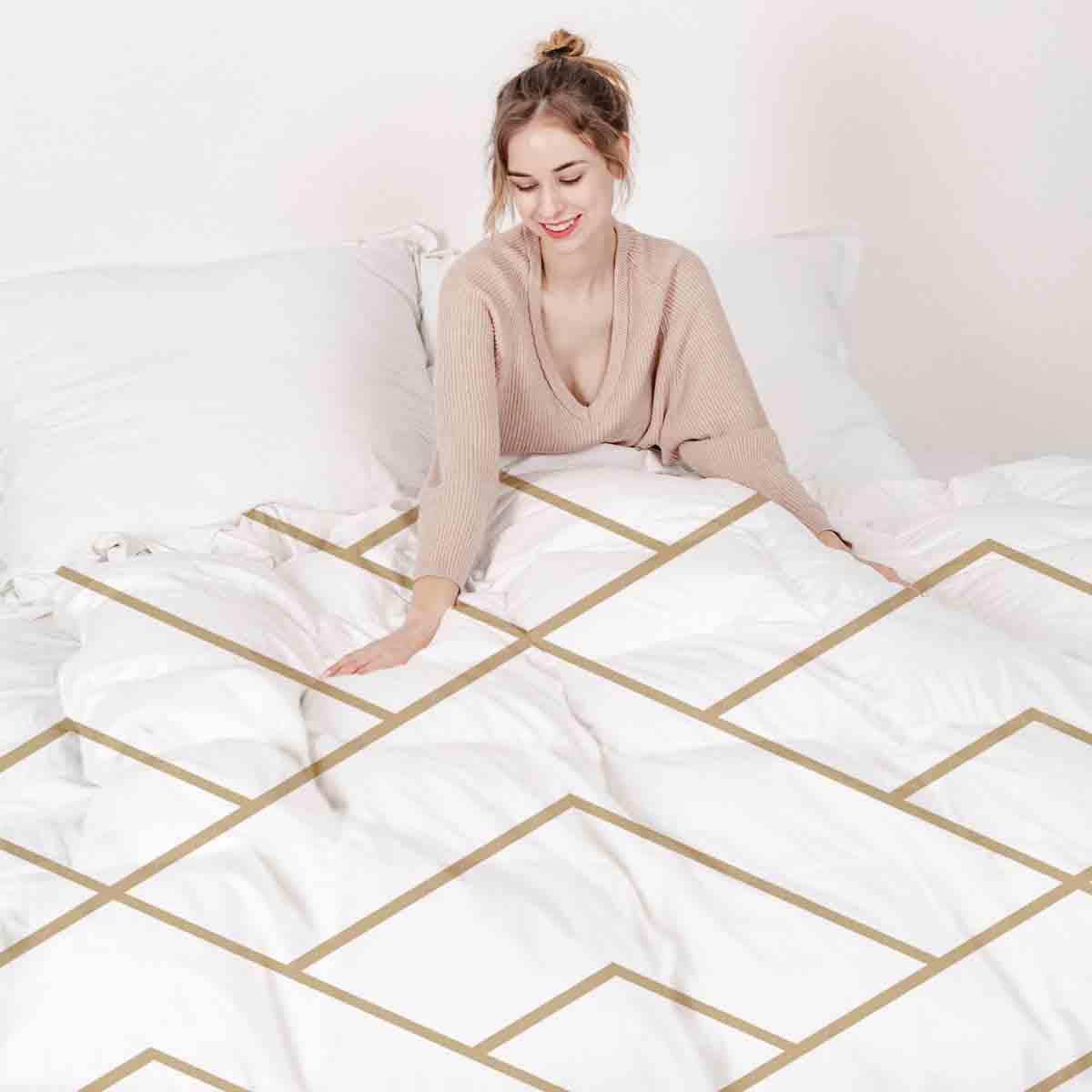 Coperta terapeutica originale - Rivestimento in cotone con motivo a strisce dorate