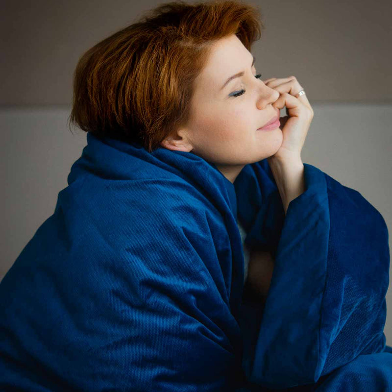 Coperta terapeutica originale - Coperta ponderata con rivestimento in cotone blu per adulti
